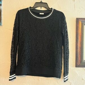 Oltre Black Top with Front Lace Detail